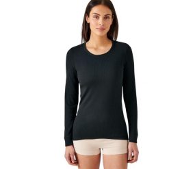 Damska koszulka z długim rękawem i okrągłym dekoltem Damart Thermolactyl. Czarne t-shirty damskie DAMART, bez wzorów, bez kołnierzyka. Za 205.00 zł.