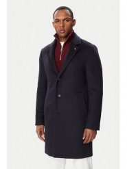 Tommy Hilfiger Płaszcz wełniany MW0MW40768 Granatowy Regular Fit. Niebieskie płaszcze męskie Tommy Hilfiger, na zimę, m, bez wzorów, z wełny. Za 1,699.00 zł.