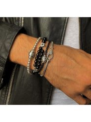 Uomo Srebrna bransoletka rozmiar: M. Szare biżuteria dla mężczyzn Uomo, srebrne. Za 239.45 zł.