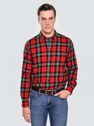 BIG STAR Koszula - Regular fit - w kolorze czerwonym rozmiar: XXL. Czerwone koszule męskie Big Star, xxl, bez wzorów, z bawełny, bez kołnierzyka, bez ramiączek. Za 124.99 zł.