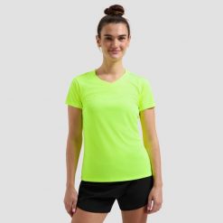 Damska koszulka z krótkim rękawem Rogelli Promo. Żółte t-shirty damskie Rogelli, m, bez wzorów, z materiału, bez kołnierzyka. Za 49.00 zł.
