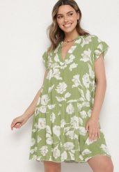 Jasnozielona Bawełniana Sukienka o Kroju Oversize w Kwiaty Liralea. Zielone sukienki damskie Born2be, na co dzień, l, bez wzorów, z bawełny, klasyczne, bez kołnierzyka, bez ramiączek, midi, oversize. W wyprzedaży za 43.99 zł.