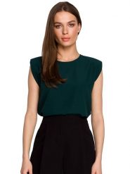Stylove Bluzka w kolorze ciemnozielonym rozmiar: M. Zielone bluzki damskie Stylove, m, bez wzorów, bez kołnierzyka, bez ramiączek. Za 79.03 zł.