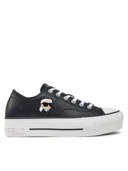 KARL LAGERFELD Trampki Kampus Max KL60425T Czarny. Czarne trampki i tenisówki damskie Karl Lagerfeld, bez wzorów, ze skóry. Za 339.99 zł.