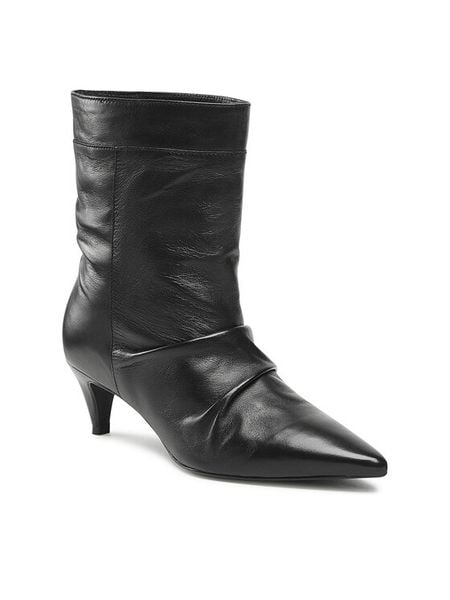 Gino Rossi Botki 98235 Czarny. Czarne botki damskie Gino Rossi, ze skóry, bez obcasa, na słupku, bez zapięcia. Za 429.99 zł.