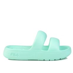 Klapki sportowe damskie Fila SUPERBUBBLE SLIDE WMN. Zielone klapki damskie Fila, bez wzorów, bez obcasa. Za 79.00 zł.