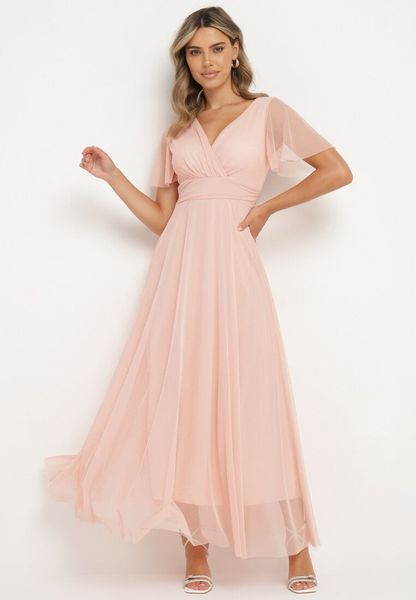 Różowa Kopertowa Rozkloszowana Sukienka z Wiązaniem w Talii Kolea. Czerwone sukienki damskie Born2be, na imprezę, m, bez wzorów, eleganckie, bez kołnierzyka, bez ramiączek, mini, kopertowe. Za 89.99 zł.