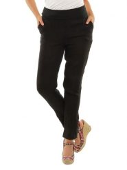 Naturelle en lin Lniane spodnie w kolorze czarnym rozmiar: 36/38. Czarne spodnie materiałowe damskie Naturelle en lin, bez wzorów, z materiału. Za 121.99 zł.