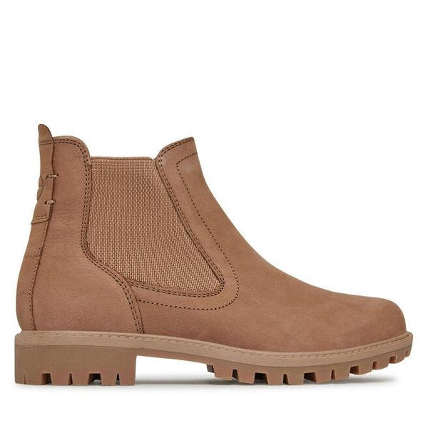 Sztyblety Tamaris. Brązowe botki damskie Tamaris, bez obcasa, na płaskiej podeszwie, bez zapięcia. Za 349.99 zł.