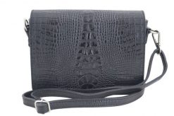 Torebka na ramię z klapą croco - Czarna. Czarne torebki klasyczne damskie Barberinis, bez wzorów, ze skóry, zamszowe, bez dodatków. Za 296.99 zł.