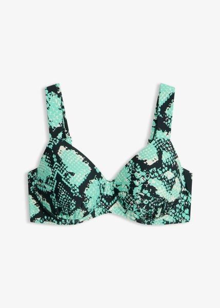 Biustonosz bikini minimizer z wyściełanymi ramiączkami. Zielone bikini damskie bonprix, bez wzorów. Za 77.99 zł.