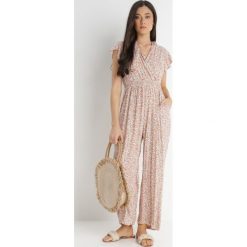 Beżowy Kombinezon Phoebessa. Brązowe kombinezony damskie Born2be, s, z aplikacjami, z wiskozy, bez kołnierzyka, bez ramiączek, długie. Za 74.99 zł.