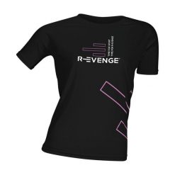 Koszulka damska z krótkim rękawem Fitness, czarny. Czarne bluzki sportowe damskie R-EVENGE, s, z tkaniny, bez kołnierzyka, bez ramiączek. Za 71.89 zł.