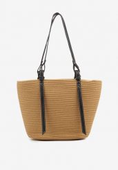 Ciemnobeżowa Bawełniana Torebka Shopper z Szydełkowym Wzorem Luniatena. Brązowe shopper bag damskie Born2be, bez wzorów, z bawełny, bez dodatków. Za 89.99 zł.