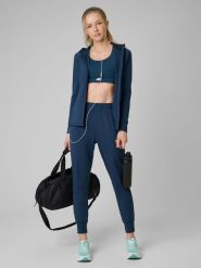4F Spodnie treningowe szybkoschnące damskie - turkusowe XS. Niebieskie spodnie sportowe damskie 4f, xs, z elastanu, na fitness i siłownię. W wyprzedaży za 119.99 zł.