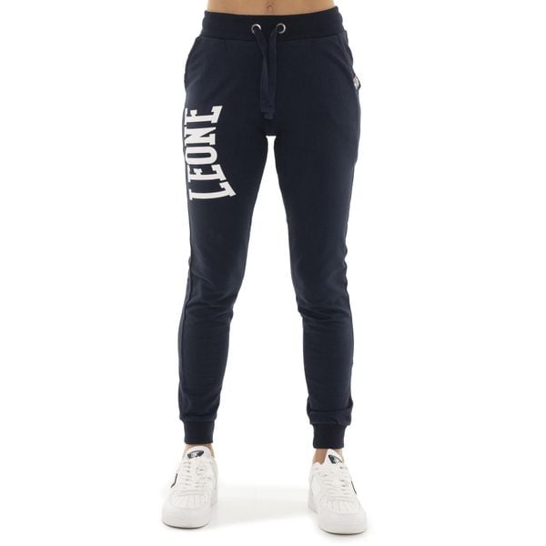 Spodnie dresowe z bawełna z kieszenie na co dzień. Niebieskie spodnie dresowe damskie LEONE 1947 APPAREL, z bawełny, na fitness i siłownię. W wyprzedaży za 107.66 zł.