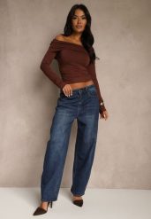 Niebieskie Jeansy High Waist Barrel Fit Salisette. Niebieskie jeansy damskie Renee, z podwyższonym stanem. Za 119.99 zł.