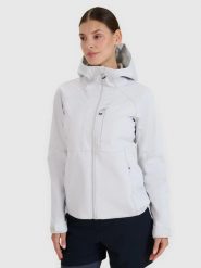 SOFTSHELL DAMSKI 4F KURTKA WIATROODPORNA MEMBRANA 10000 SZARA. Szare kurtki do biegania damskie 4f, l, bez wzorów, z softshellu, bez kaptura. Za 399.99 zł.