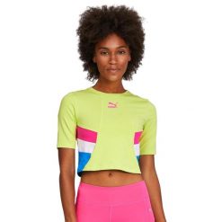 Koszulka sportowa damska Puma TFS Retro. Zielone bluzki sportowe damskie Puma, l, bez wzorów, z bawełny, bez ramiączek. Za 81.00 zł.