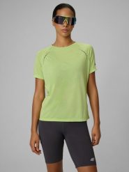 4F Koszulka do biegania szybkoschnąca damska - żółta L. Żółte bluzki damskie 4f, l, bez wzorów, z dzianiny, bez kołnierzyka, bez ramiączek. Za 129.99 zł.