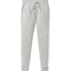 Spodnie sportowe z kontrastowym paskiem z boku bonprix jasnoszary melanż. Szare spodnie sportowe męskie bonprix. Za 59.99 zł.