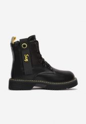 Czarno-Żółte Botki Workery z Taśmami Deleina. Czarne botki dziewczęce Born2be, bez wzorów, bez ramiączek. Za 159.99 zł.