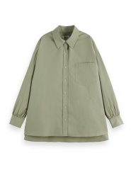 Scotch & Soda Koszula w kolorze oliwkowym rozmiar: 36. Zielone koszule damskie Scotch & Soda, bez wzorów, z bawełny, bez kołnierzyka, bez ramiączek. Za 140.86 zł.