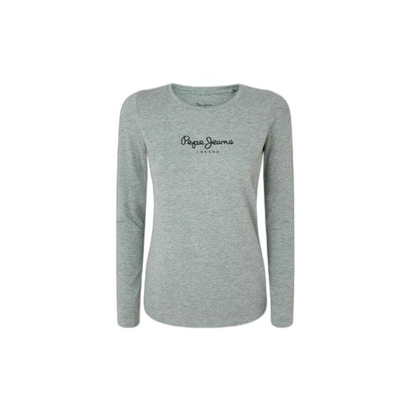 Damska koszulka z długim rękawem Pepe Jeans New Virginia N. Szare t-shirty damskie Pepe Jeans, bez wzorów, z jeansu, bez kołnierzyka. W wyprzedaży za 128.15 zł.