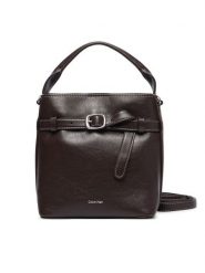 Calvin Klein Torebka Buckle Mini Bucket Crossbody LV04F3550G Brązowy. Brązowe torebki klasyczne damskie CALVIN KLEIN, bez wzorów, ze skóry, bez dodatków. Za 569.99 zł.