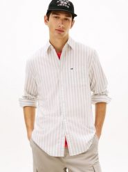 Tommy Jeans koszula casual Mężczyźni Regular Fit Bawełna szary, S. Szare koszule męskie Tommy Jeans, m, bez wzorów, z bawełny, bez kołnierzyka, bez ramiączek. Za 229.95 zł.