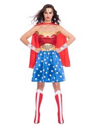 Amscan 6-częściowy kostium "Wonder Woman" w kolorze czerwono-niebieskim rozmiar: L. Czerwone stroje jednoczęściowe damskie AMSCAN, l, z aplikacjami. Za 132.05 zł.