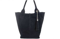 Shopper bag skórzany BARBERINI'S czarny 375/8-1. Czarne shopper bag damskie Barberinis, bez wzorów, ze skóry, zamszowe, bez dodatków. Za 199.99 zł.
