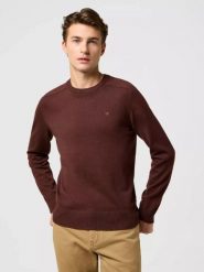 MESKI SWETER WRANGLER KNIT SWEATER MAHOGANY 112371538. Swetry męskie Wrangler, m, bez wzorów, bez kołnierzyka. Za 159.99 zł.