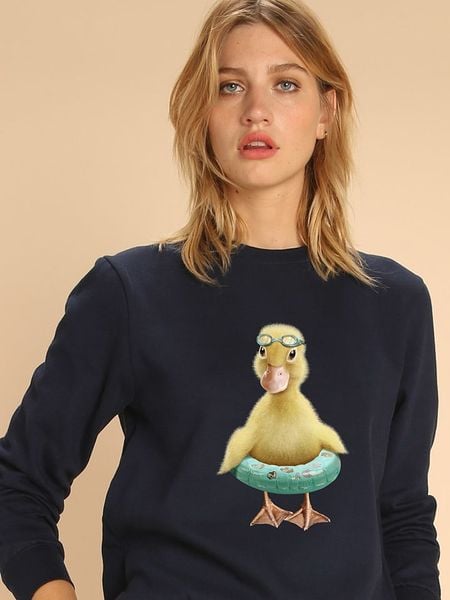 WOOOP Bluza "Duck" w kolorze granatowym rozmiar: XXL. Niebieskie bluzy bez kaptura damskie Wooop, xxl, z bawełny. Za 108.99 zł.