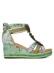 Laura Vita Sandały Facyo 72 Zielony. Zielone sandały damskie Laura Vita, bez wzorów, ze skóry, bez obcasa, na koturnie. Za 449.99 zł.