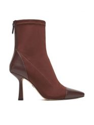 Nine West Botki CEO-NOURA-01 Brązowy. Brązowe botki damskie Nine West, z materiału, bez obcasa, na szpilce, bez zapięcia. Za 219.99 zł.