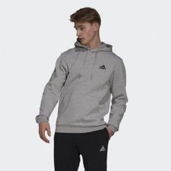 Bluza z kapturem Essentials Fleece. Czarne bluzy z kapturem męskie Adidas, m. Za 179.00 zł.