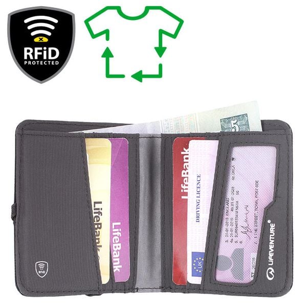 Portfel turystyczny Lifeventure RFID Compact Wallet - Recycled Grey. Szare portfele damskie Lifeventure, bez wzorów, z materiału. Za 89.99 zł.