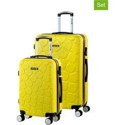 2-częściowy zestaw walizek w kolorze żółtym. Żółte walizki Bestseller Luggage, bez wzorów, z materiału. W wyprzedaży za 299.95 zł.