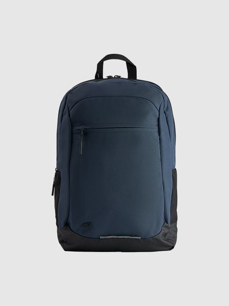 4F Plecak miejski (20 L) z zapinaną kieszenią na laptop - granatowy Uniwersalny. Niebieskie plecaki damskie 4f, bez wzorów, z materiału, eleganckie. Za 149.99 zł.