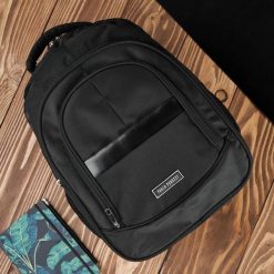 Plecak męski do pracy do szkoły czarny wegański na laptopa Paolo Peruzzi T-120-BL. Czarne plecaki męskie bez wzorów, z materiału. Za 129.00 zł.