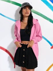 Bluza rozpinana - różowy. Czerwone bluzy z kapturem damskie Sinsay, l. W wyprzedaży za 29.99 zł.