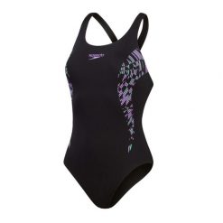 Damski kostium kąpielowy 1-częściowy Speedo Eco+ Placement Muscleback. Fioletowe stroje jednoczęściowe damskie Speedo, bez wzorów. Za 172.51 zł.
