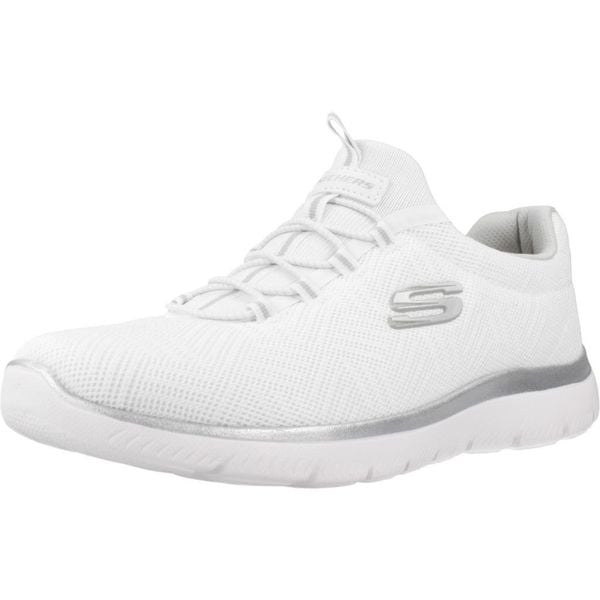 Kapcie SKECHERS SUMMITS Biały. Białe kapcie damskie Skechers, z materiału. Za 282.90 zł.