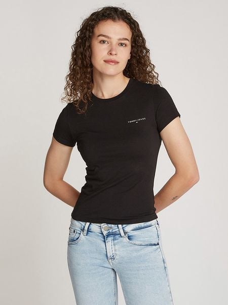 TOMMY JEANS Koszulka w kolorze czarnym rozmiar: S. Czarne bluzki damskie Tommy Jeans, s, bez wzorów, z bawełny, bez kołnierzyka, bez ramiączek. Za 83.03 zł.