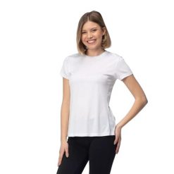 Damska Koszulka Z Krótkim Rękawem Nalso. Białe bluzki sportowe damskie MARTES, l, bez wzorów, z materiału, bez ramiączek. Za 54.99 zł.