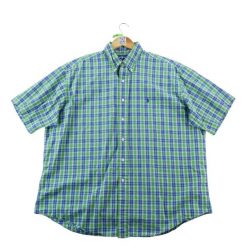 Second life - Koszula klasyczna męska w kratę - Stan bardzo dobry. Niebieskie koszule męskie Ralph Lauren, m, bez wzorów, z jeansu, bez kołnierzyka, bez ramiączek. Za 190.96 zł.