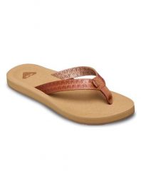 Sandały dla Kobiety PORTO MOTIF Beżowy. Brązowe sandały damskie Roxy, bez wzorów, z materiału, bez obcasa. Za 129.99 zł.