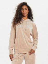 Guess Bluza V4RQ25 KBXI2 Beżowy Regular Fit. Brązowe bluzy bez kaptura damskie Guess, xs, z syntetyku. Za 179.99 zł.