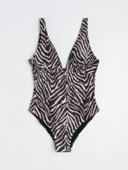 Jednoczęściowy strój kąpielowy w zeberkę - wielobarwny. Stroje jednoczęściowe damskie Sinsay, l, bez wzorów. Za 59.99 zł.